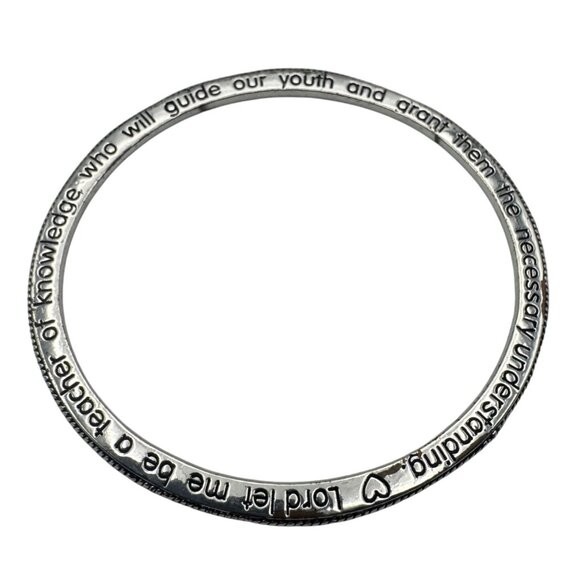 Silver Inspirational Bangle Bracelet Embossed Message Lord Let Me Be A Teacher - Picture 1 of 8